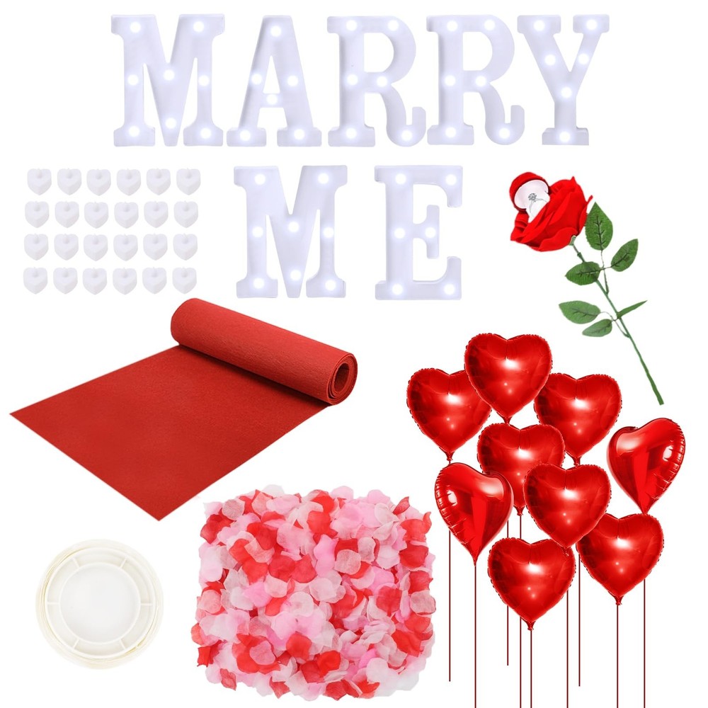 Marry Me Light Up Letters Proposal Decorations Marry Me Sign 24 LED Candles 2…