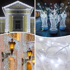 kemooie 500 LED White Christmas Lights, 164 FT 8 Lighting Modes Christmas Fai…