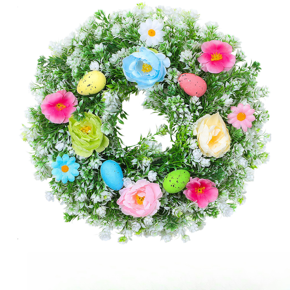 Easter Wreath Plastic Foam Construction Lifelike Eggs Lightweight Ready To Hang