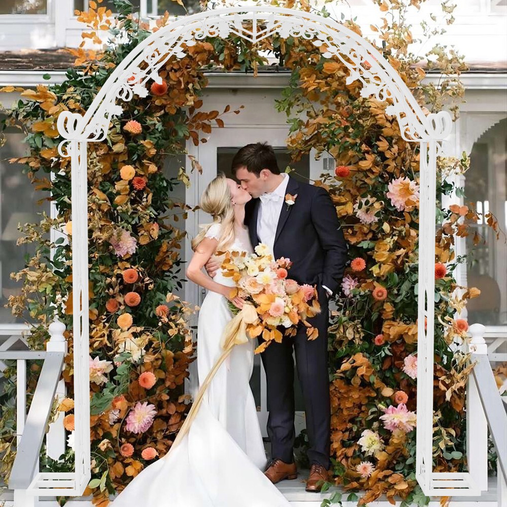 Weatherproof White Wedding Archway Backdrop Stand Garden Arch Trellis Arbor 2.4M