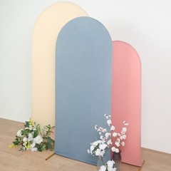 6 ft DUSTY BLUE Matte Fitted Spandex Round Top Arch Backdrop STAND COVER Party