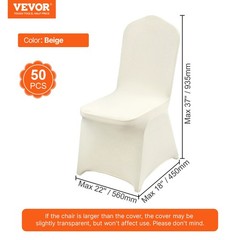 VEVOR 50PCS Beige Stretch Spandex Folding Chair Covers for Wedding Party Dining