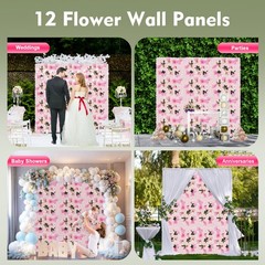 12pcs Artificial Flower Panels 24″x16″ Romantic Floral Backdrop Wedding Decor