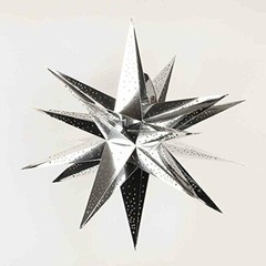 Quasimoon 24″ Moravian Glossy / Chrome Silver Multi-Point Paper Star Lantern …