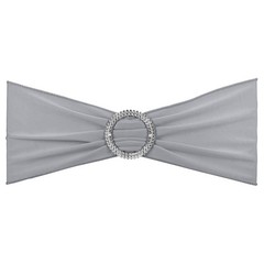 25Pcs 14″x5″ Stretch Chair Sashes Bows Chair Bands Sash with Buckle Light Gray