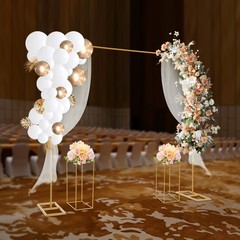 Gold Metal Wedding Balloon Stand with Flower Stands for Elegant Decor