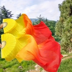 1PC Three Color Gradient Dance Performance Props, Fans, Handicrafts, Gifts