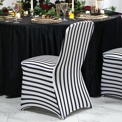 10 pcs Black and White Striped Spandex Stretchable CHAIR COVERS Wedding Supplies