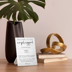 Wedding Welcome Sign, Wedding Wooden Sign Stand 5x7inch, Welcome to Our Unplu…