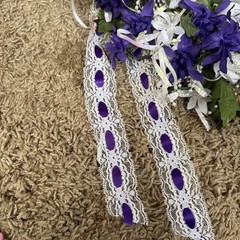 Artist Crafted Beautiful Wedding Bouquet Pd. $525.00- White Roses Purple Flowers