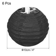 6pcs 4 Inch Folding Hanging Paper Lanterns Small Lampshade Black