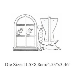Window Frame Metal Die Cuts, Cat Bird Window Curtain Background Wedding Cutti…