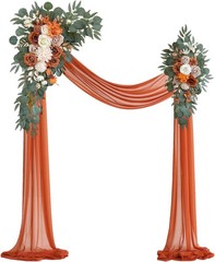 DIY Burnt Orange Wedding Arch Flowers Set: 3 Vivid Swags & 26Ft Draping Elegance