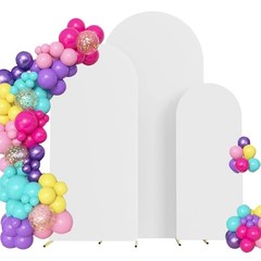 4ft,5ft,6ft Set of 3 Arch Backdrop Cover(No Stand) | Round 4FT-5FT-6FT White