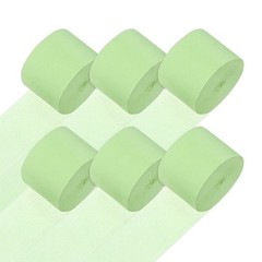 6-Rolls 492ft Crepe Paper Streamer for DIY [Cream Green-1.8 Inch x 82 Ft/Roll]