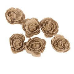 6Pcs Reusable Burlap Rose Flowers Wedding Decor Rustic Khaki Craft
