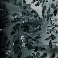 8ft x 8ft HUNTER GREEN Tulle Backdrop CURTAIN Drape Panel Embroidered Sequins