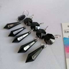 30pcs L58mm Black Drop Pendant Acrylic Octagonal Bead Garland Chandelier Hanging