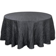 – 120 Inch Round Crinkle Taffeta Tablecloth – Crushed Shiny 120″ (Round) Black