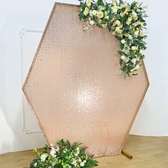 8 feet Sparkle Sequin Hexagon Backdrop STAND COVER Party Events Home Decorations