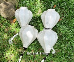 Set 8 Ivory White Silk Lanterns Wedding Bamboo Lantern Garden Restaurant deccor
