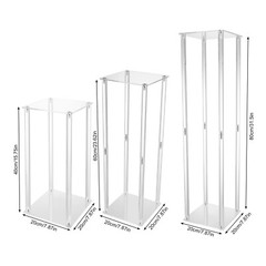 3PCS Wedding Acrylic Flower Stand Vase Column Stand Wedding Flower Stand Decor