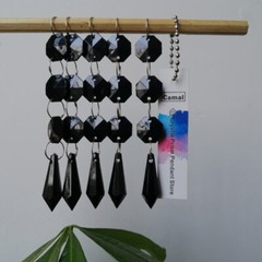 100Pcs Black Acrylic Crystal Garland Hanging Beads Curtain Wedding Party DIY