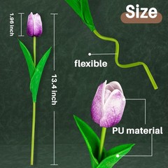 10 Multicolor Tulips Artificial Flowers – Fake Tulips Real Touch Flowers Arti…