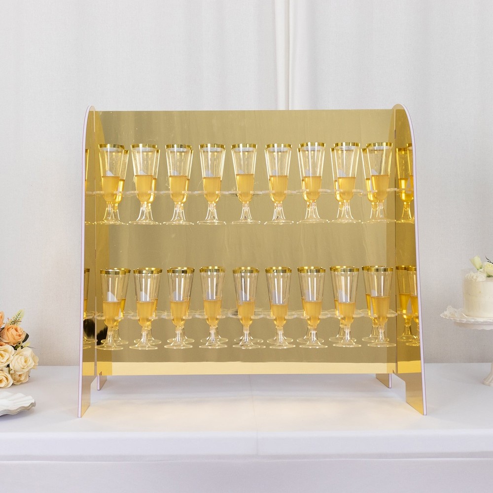 GOLD 25″ Foam 2-Tier Wine Glass Rack Champagne Flute HOLDER STAND Events