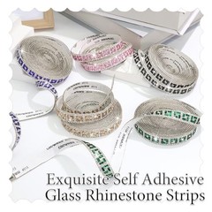 3 Yards Rhinestone Roll Sticker,Black Glass Diamond Ribbon for Style 02: Black