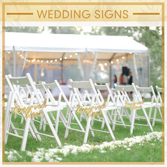 6 Pieces Wooden Reserved Row Signs for Wedding Chairs Wood Hanging Reserved Seat