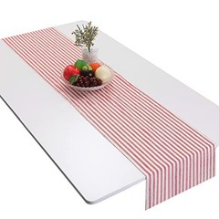 Red Striped Table Runner Cotton Linen Runners for Table Wedding 13″x54″ #1-red