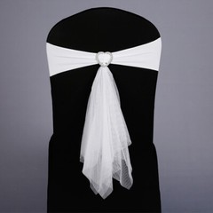 Flower Lace Heart Buckle Stretch Chair Sashes Cover Wedding Party Decor 10/25/50