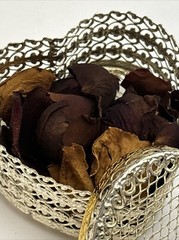 Vintage 4×4 Inch Metal Heart Wedding Container + Lid With Dried Red Rose Petals