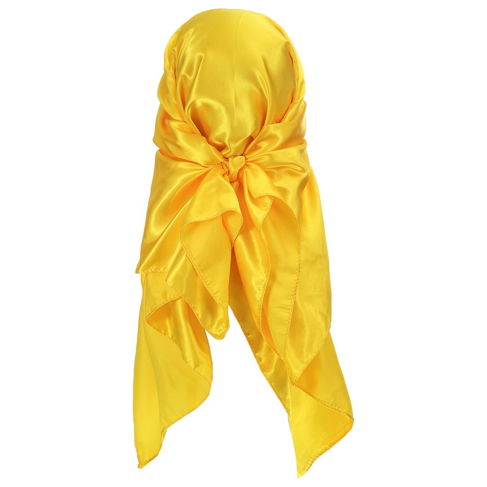 35 Inch Square Satin Head Scarf Silk Feeling Hair Scarf, Bright Yellow