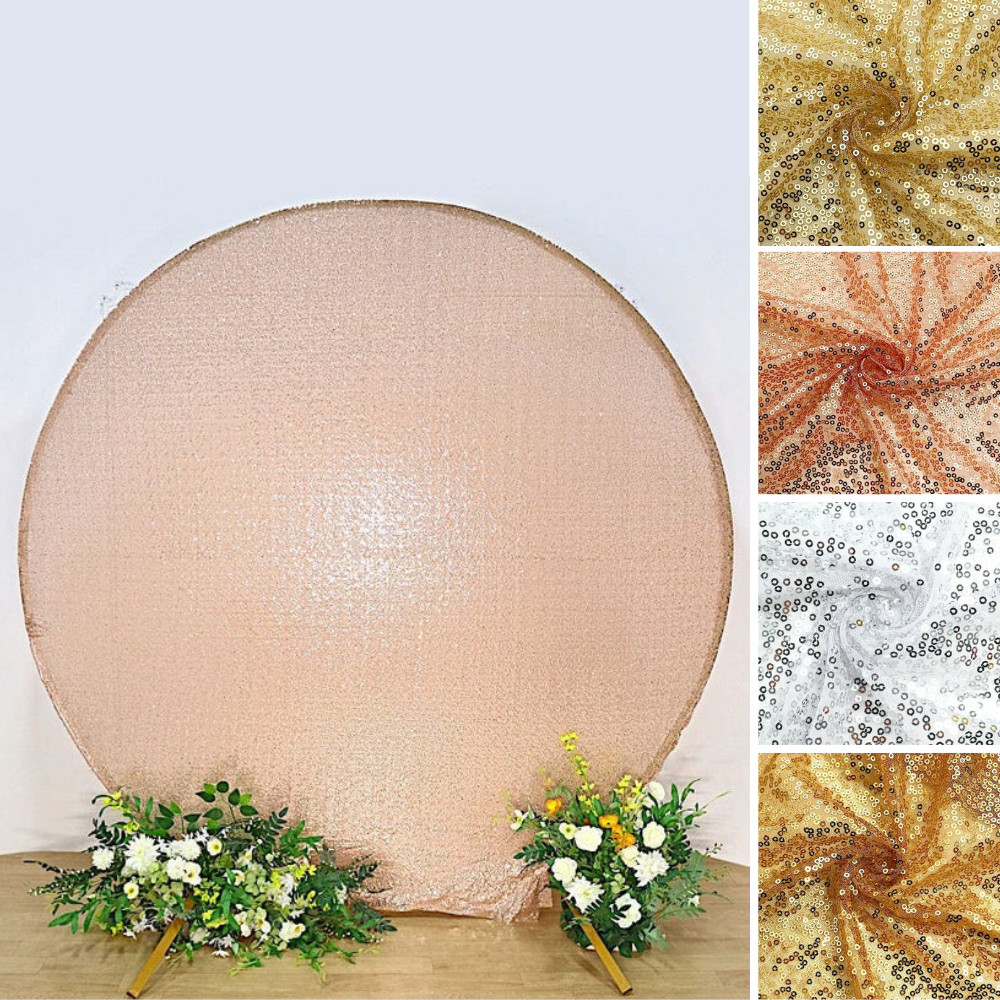 7.5 feet Metallic Sequin Round Backdrop STAND COVER Party Events Decorations