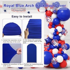 Arch Cover 2-Sided Spandex Fitted Arch Backdrop Cover Round Top 6FT Royal Blue