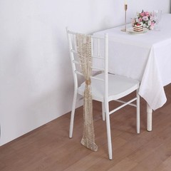 5 CHAMPAGNE Tulle CHAIR SASHES Sequins Geometric Pattern Party Events