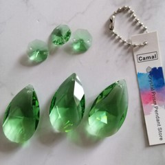 Green Color 20pcs 38mm Crystal Teardrop & 20pcs 14mm Crystal Octagon Loose Beads