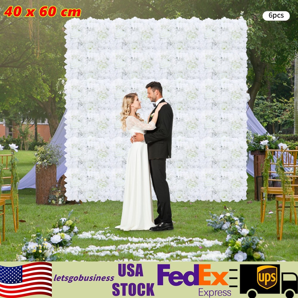 6 Pcs Artificial Flower Wall Panel Venue Backdrop Wedding Party Background Decor