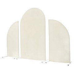 Wedding Arch White Steel Frame Beige Cover H Base Stable Outdoor Indoor