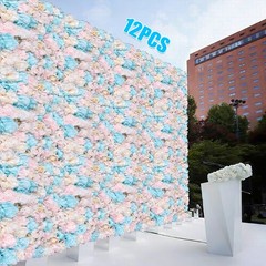12PCS Artificial Flower Wall Panel White Hydrangea Rose Wedding Backdrop Decor