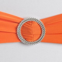 10 Orange Spandex CHAIR SASHES with Silver Round Buckles Wedding Decorations