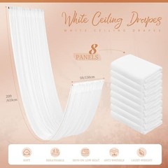 White Sheer Chiffon Ceiling Drapes for Wedding Arch Party Stage Decor