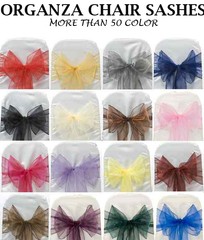 PACK OF 50 Organza Chair Cover Sash Bow Sashes Wedding Banquet decor FREE SHIP