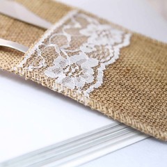 4″x8″ Natural Burlap and Lace Napkin Holders for Wedding Party Favors Tableware