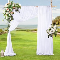 2 Panels Wedding Arch Draping Fabric 30″ x 20Ft 30″W x 240″L (Pack of 2) White