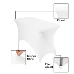 Spandex 4ft Waterproof Table Cover for Party,Wedding, Banquet, and Events(Whi…