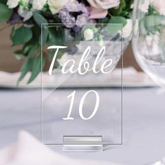 Tuanse 40 Pack White 4 x 6 Inch Acrylic Wedding Table Number 1-40 Clear