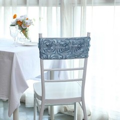 10 Dusty Blue Satin Rosettes Stretchable Spandex Chair Sashes Wedding